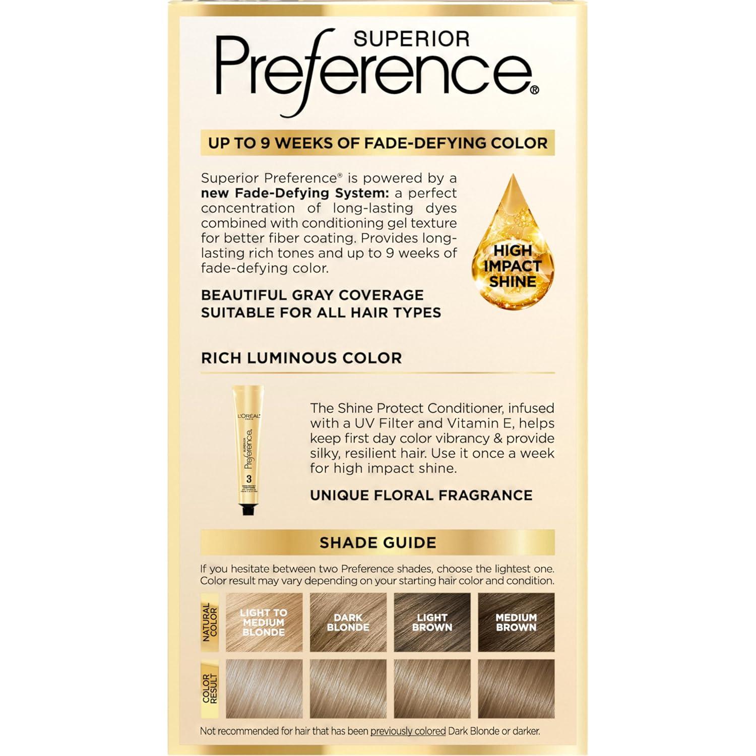 imageLOreal Paris Superior Preference Luminous FadeDefying Permanent Hair Color Hair Dye For Up to 9 Weeks of Radiance Light Ash Blonde 9A 1 Hair Dye Kit75A Medium Ash Blonde