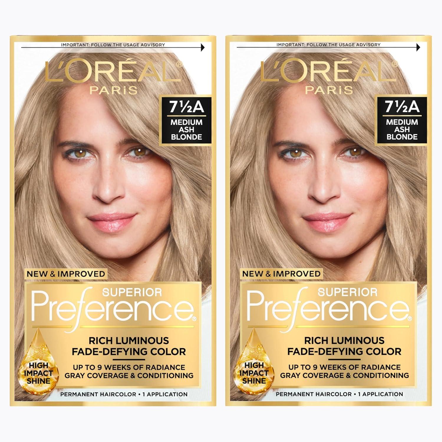 imageLOreal Paris Superior Preference Luminous FadeDefying Permanent Hair Color Hair Dye For Up to 9 Weeks of Radiance Light Ash Blonde 9A 1 Hair Dye Kit75A Medium Ash Blonde