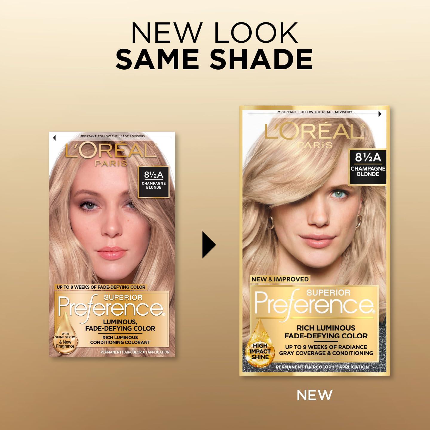 imageLOreal Paris Superior Preference Luminous FadeDefying Permanent Hair Color Hair Dye For Up to 9 Weeks of Radiance Light Ash Blonde 9A 1 Hair Dye Kit85A Champagne Blonde