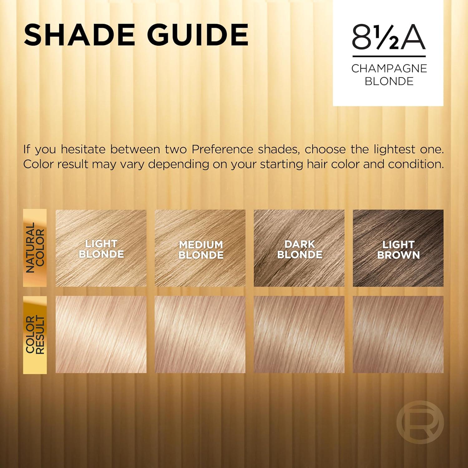imageLOreal Paris Superior Preference Luminous FadeDefying Permanent Hair Color Hair Dye For Up to 9 Weeks of Radiance Light Ash Blonde 9A 1 Hair Dye Kit85A Champagne Blonde